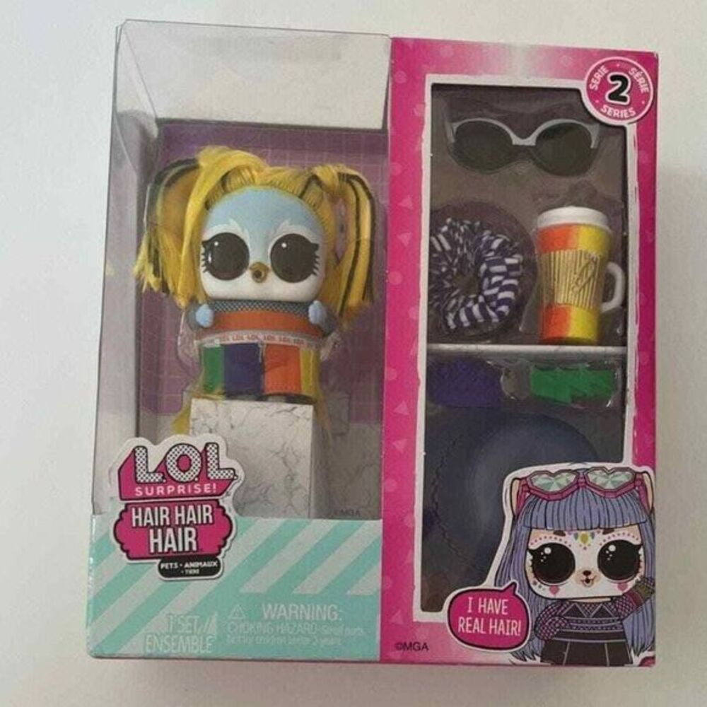 L.O.L. Surprise Hair Hair Hair Collectible Pets Doll Blue Bird Toy Set Girl